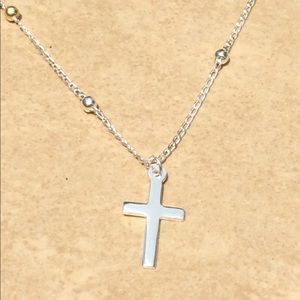 Sterling Silver 925 Beaded Cross Necklace